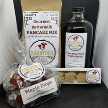 Load image into Gallery viewer, This Deluxe New York State maple Syrup gift basket to send to friends and family makes a great gift idea.