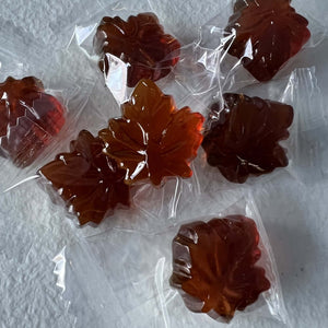Hard maple candy is a delicious treat made with real maple syrup. Natural Hard Candy Maple Drops in the shape of Maple Leaves.