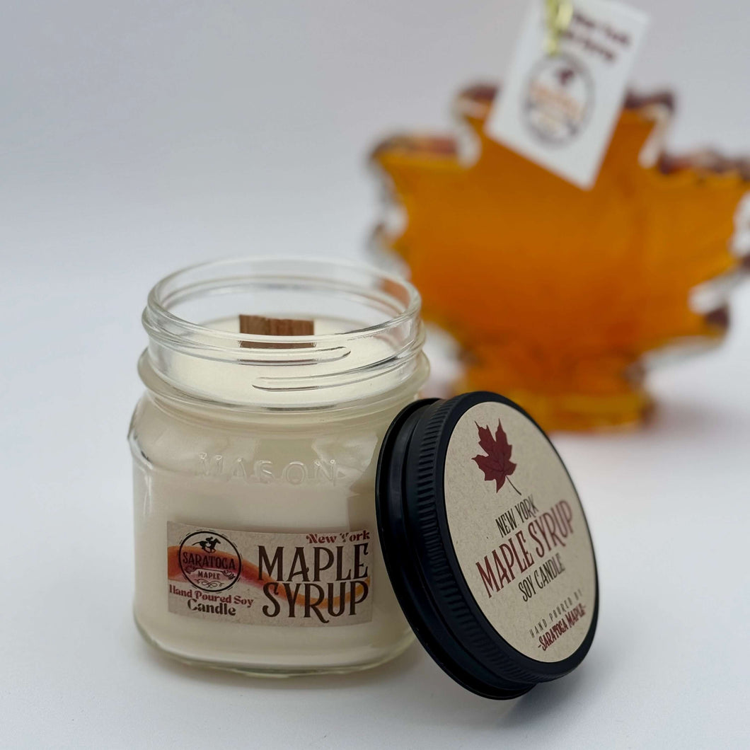 NY Maple Syrup Candle - Hand Poured Soy Wood Wick 8oz