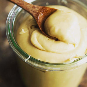Spoonful of creamy maple spread